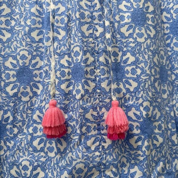 Vineyard Vines Tunic Dress Size XXS Blue Otomi with Pink Tassel - Picture 3 of 5